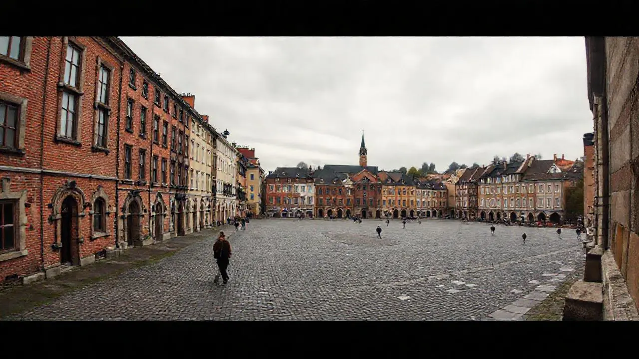 Plaza histórica, ambiente urbano y suave