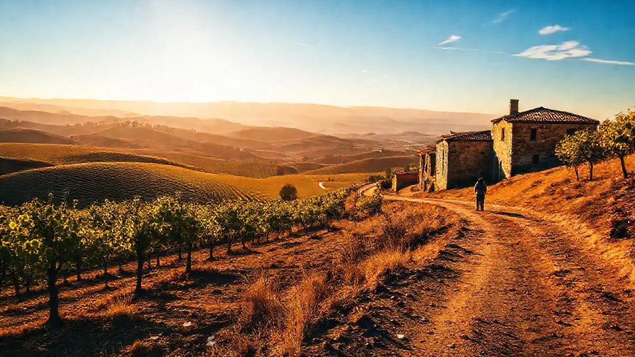 Paisaje rural soleado, tranquilo y vasto