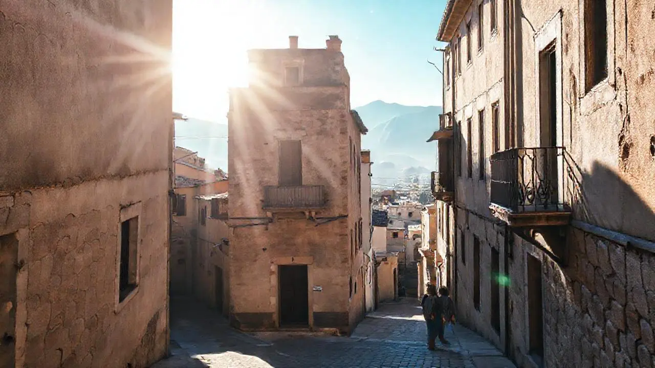 Pueblo antiguo, tranquilo y bañado por el sol