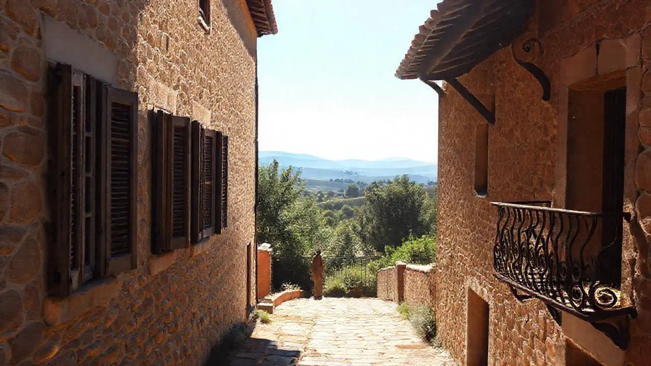 Escena rural tranquila, bañada por el sol