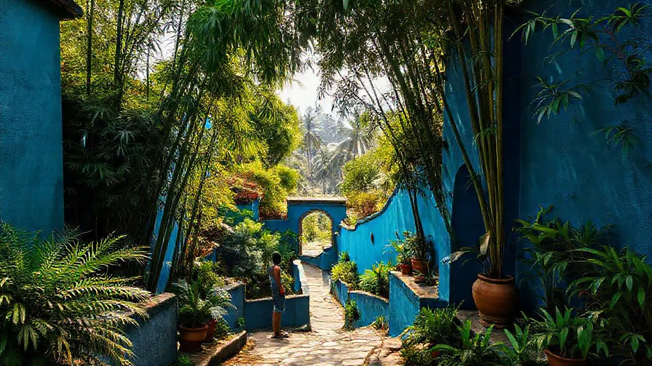 Jardín exuberante, tranquilo y lleno de luz