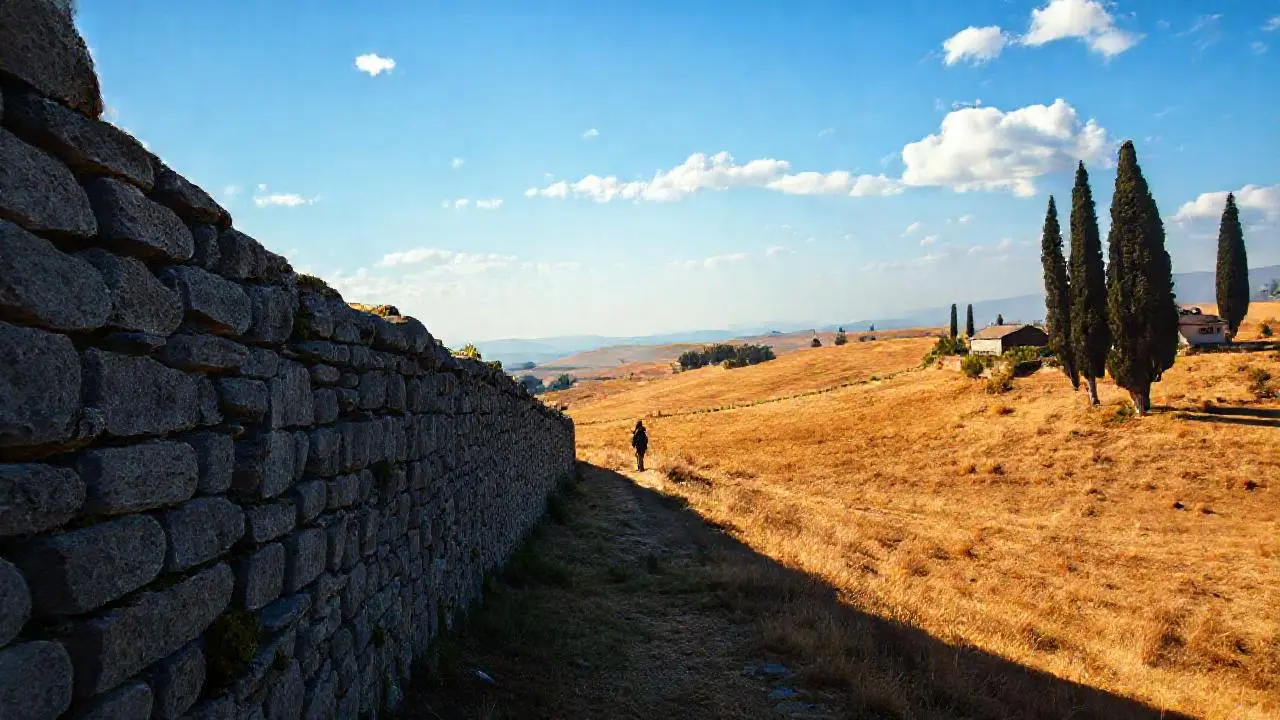 Paz rural en una antigua muralla