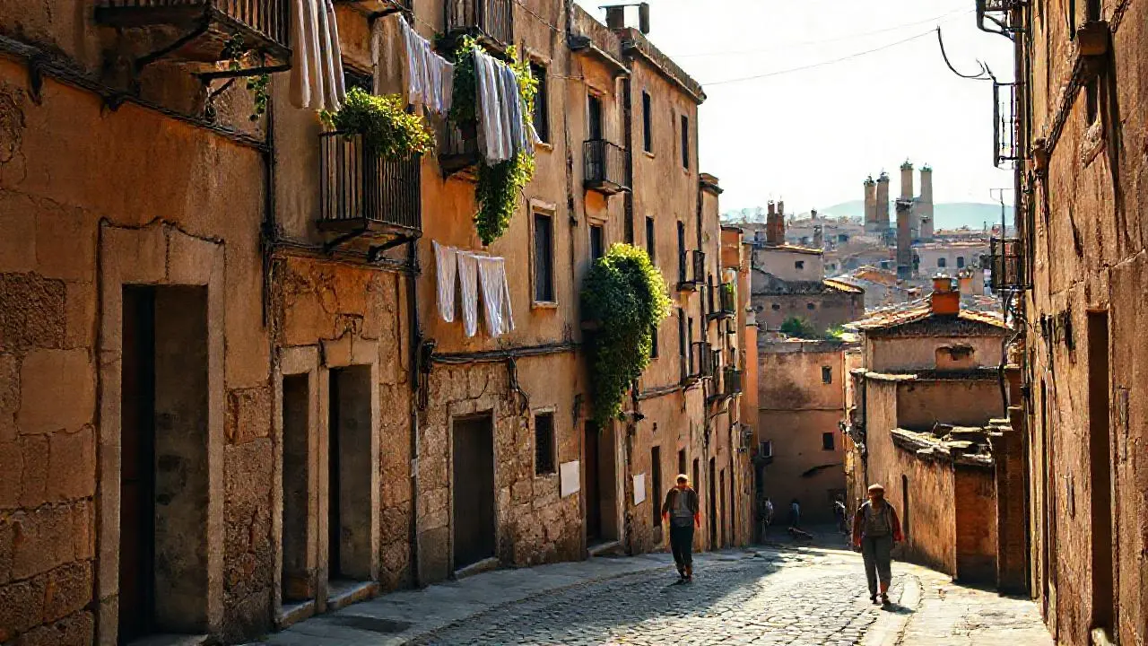 Calles antiguas, luz suave y ambiente urbano