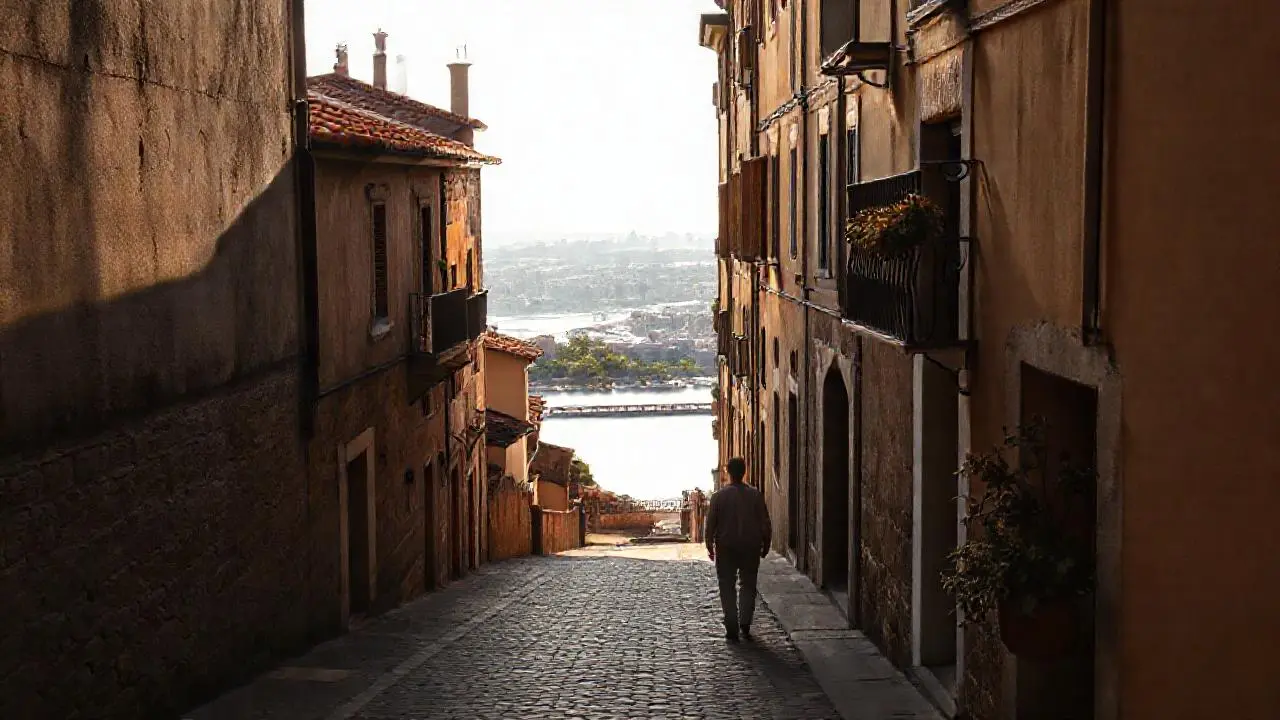 Paseo tranquilo en ciudad antigua