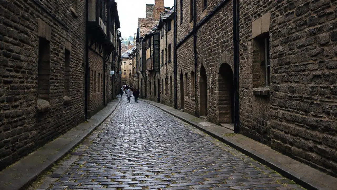 Vieja calle urbana, tranquila y melancólica