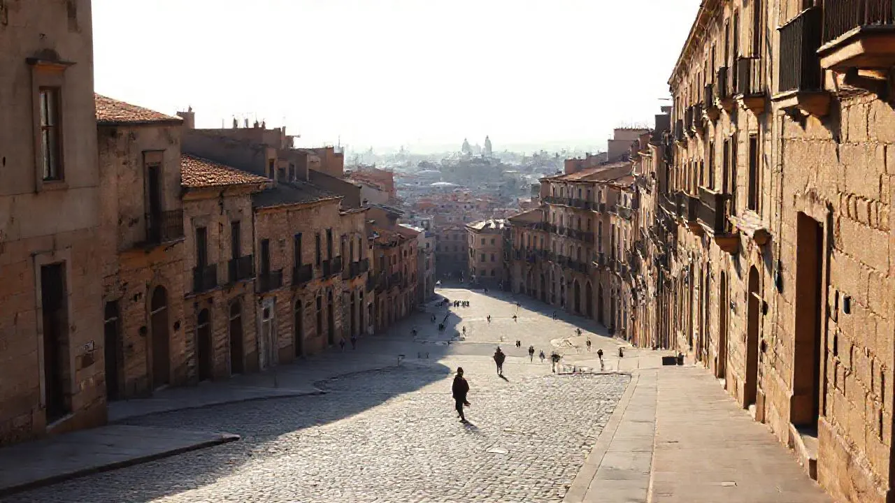 Una tranquila y extensa escena urbana española