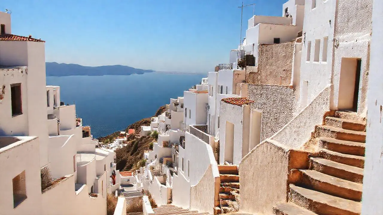 Paz mediterránea bajo luz cálida y serena