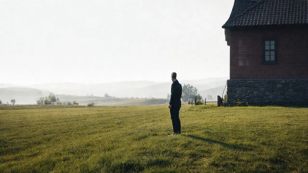 Tranquila escena rural, serena y realista