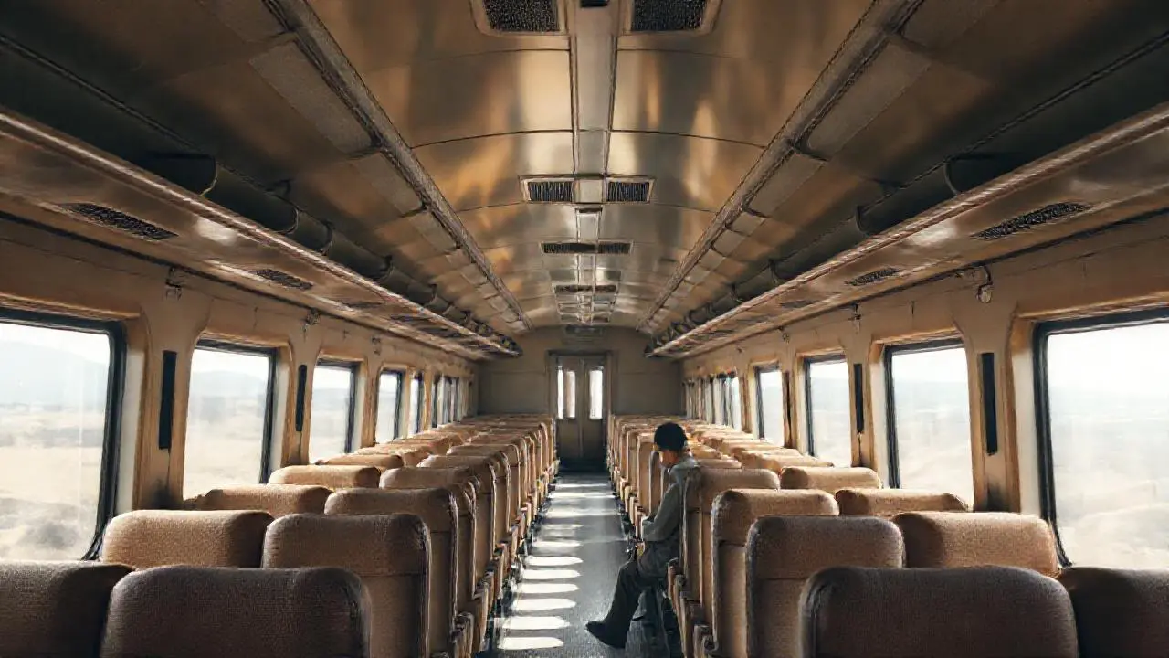 Tren vacío, ambiente cálido y sereno