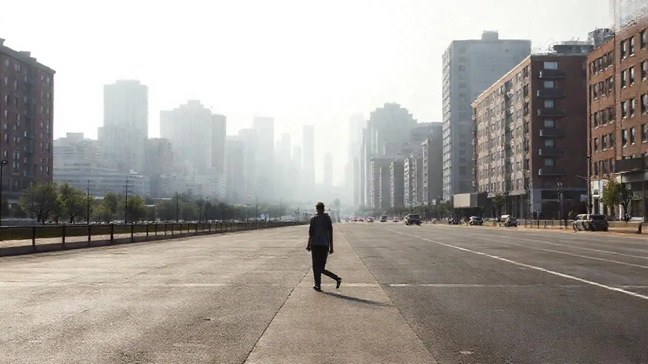 Ciudad urbana, melancólica y ligeramente borrosa