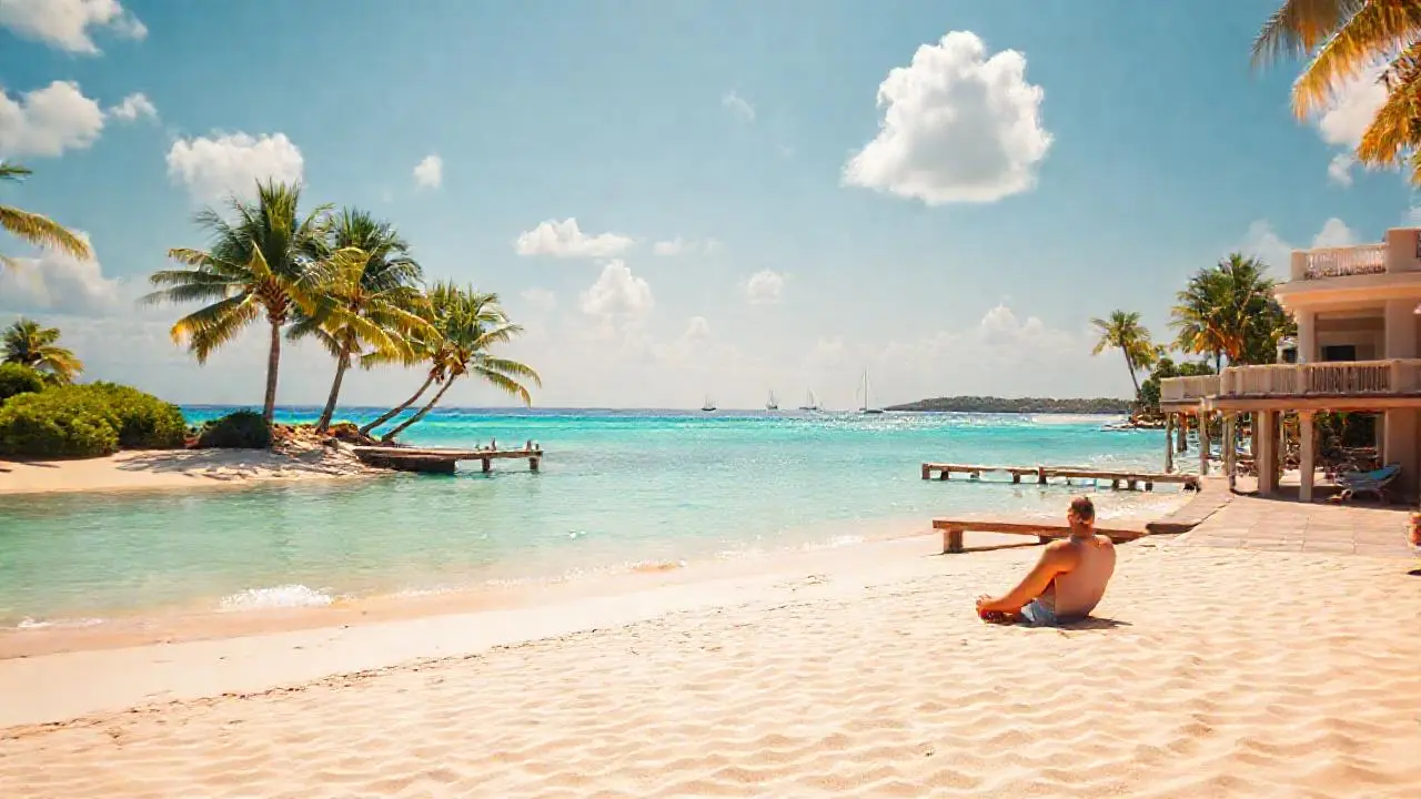 Playa serena, luz cálida y relajación