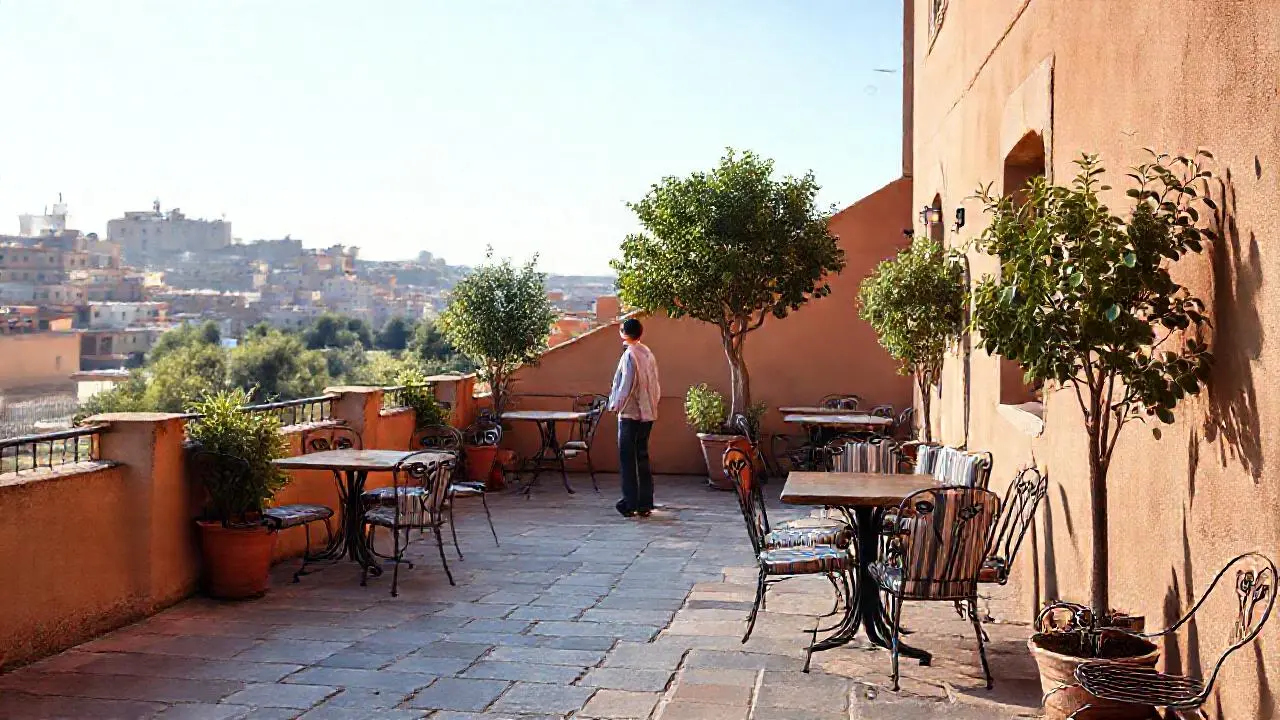 Tranquila terraza al sol, ambiente sereno