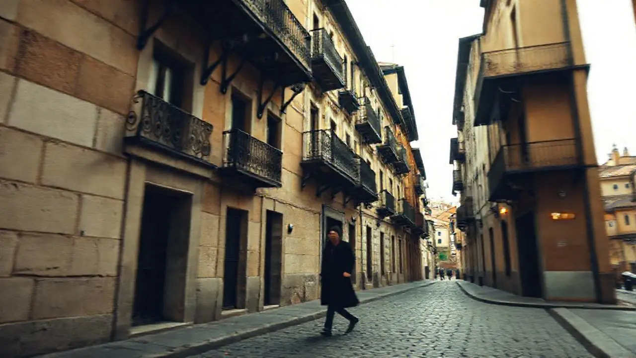 Calle antigua, atmósfera cálida y ligeramente difusa