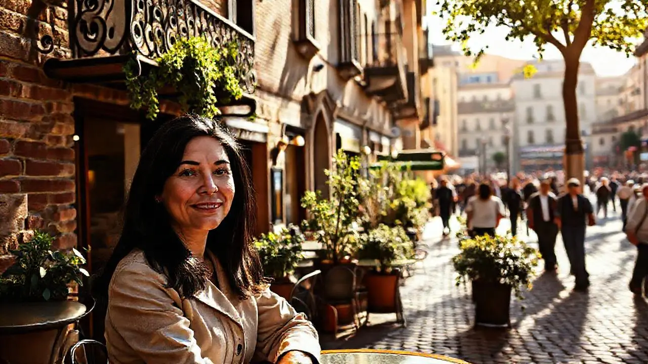 Escena urbana cálida, tranquila y realista