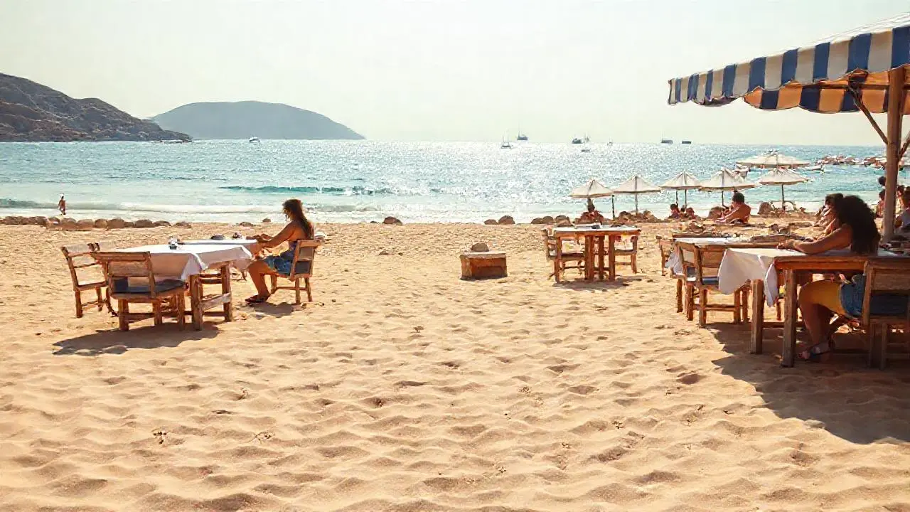 Playa serena, luz cálida y relajación