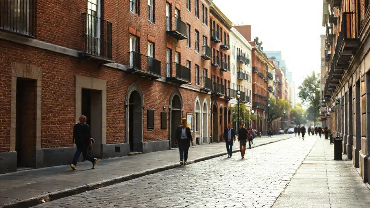 Calle urbana tranquila, luz suave y difusa