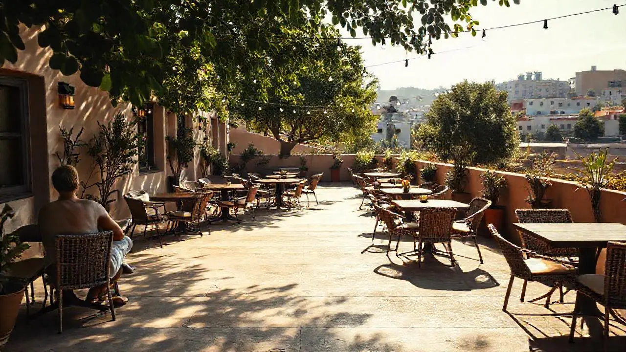 Paz serena en un patio iluminado