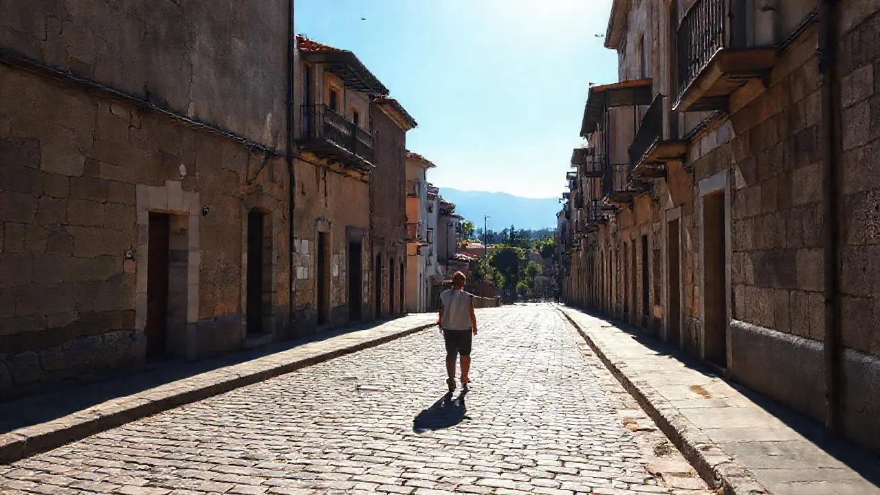 Calle antigua, tranquila y soleada