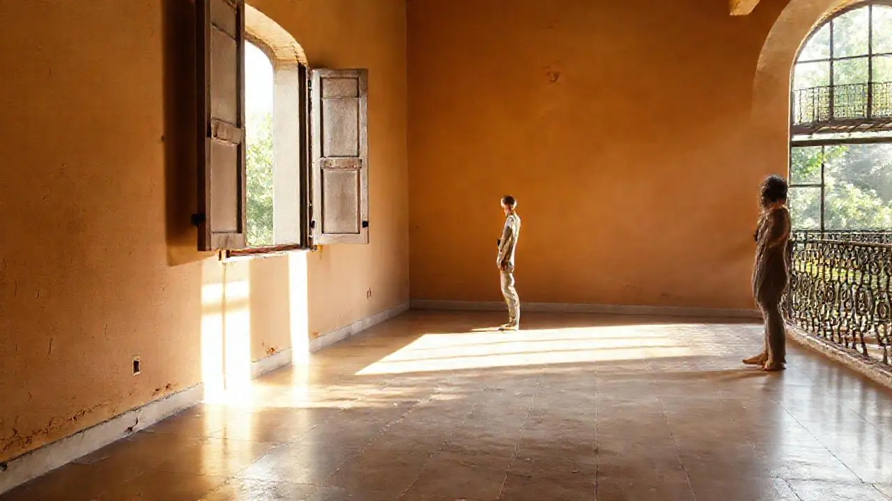 Serena estancia, cálida y ligeramente desvanecida