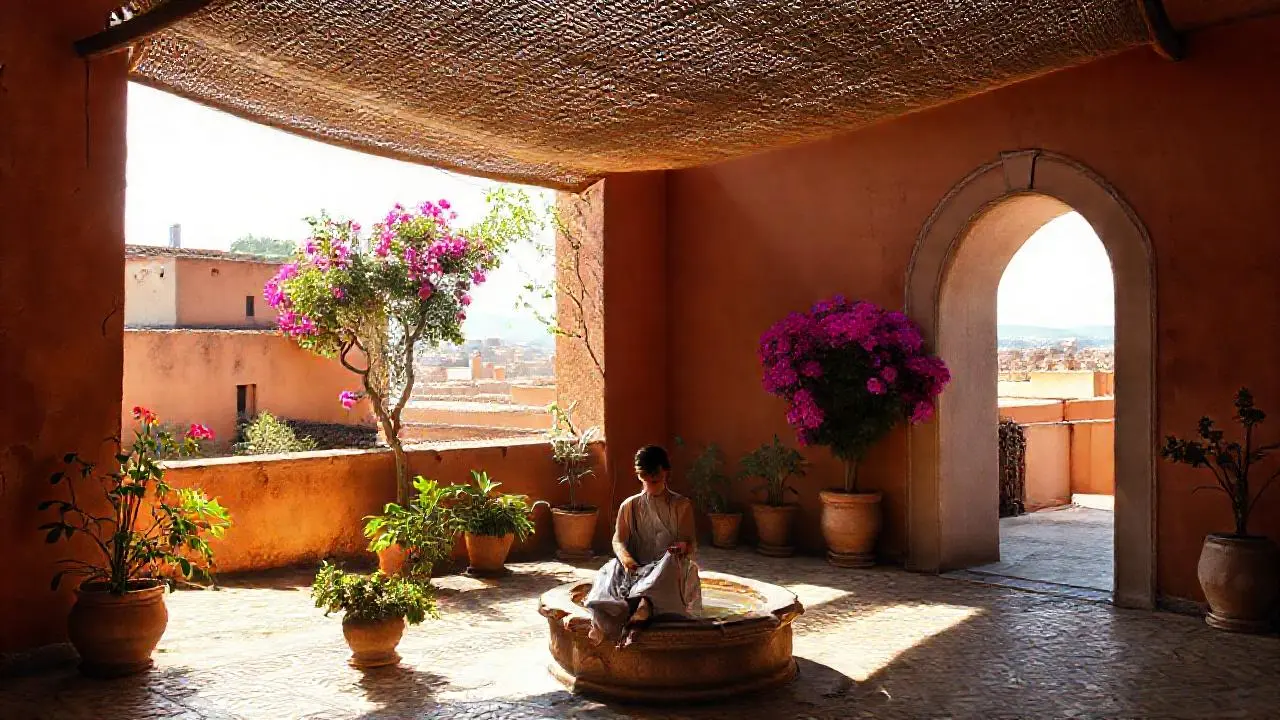 Un patio marroquí tranquilo y soleado