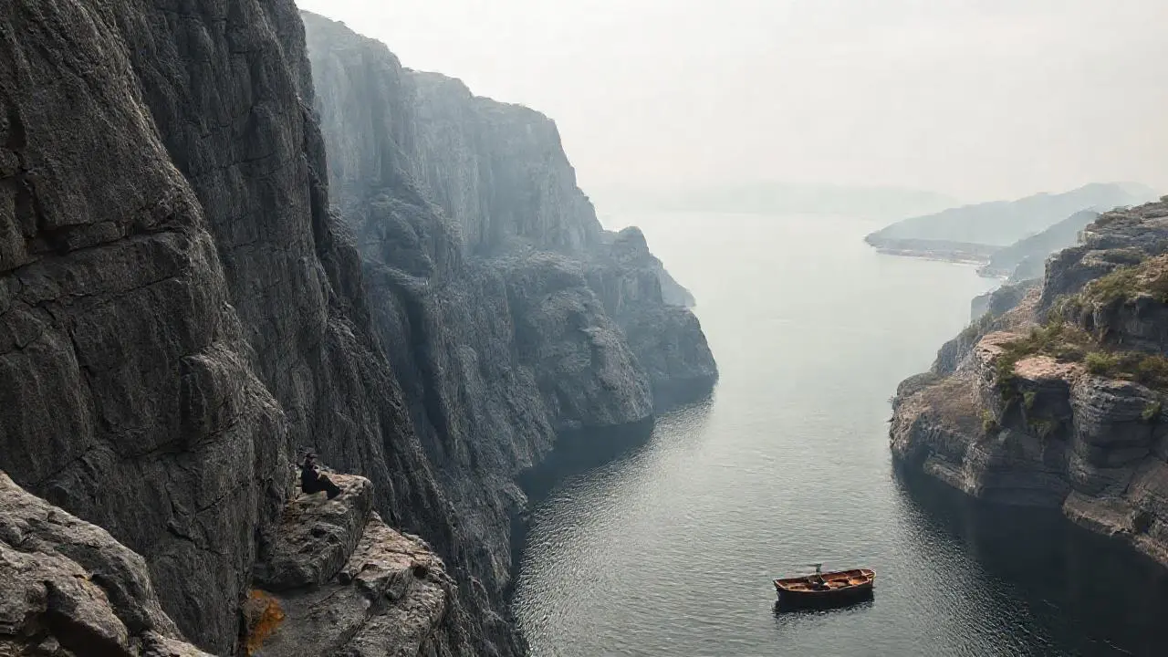 Paisaje rocoso, tranquilo y vasto