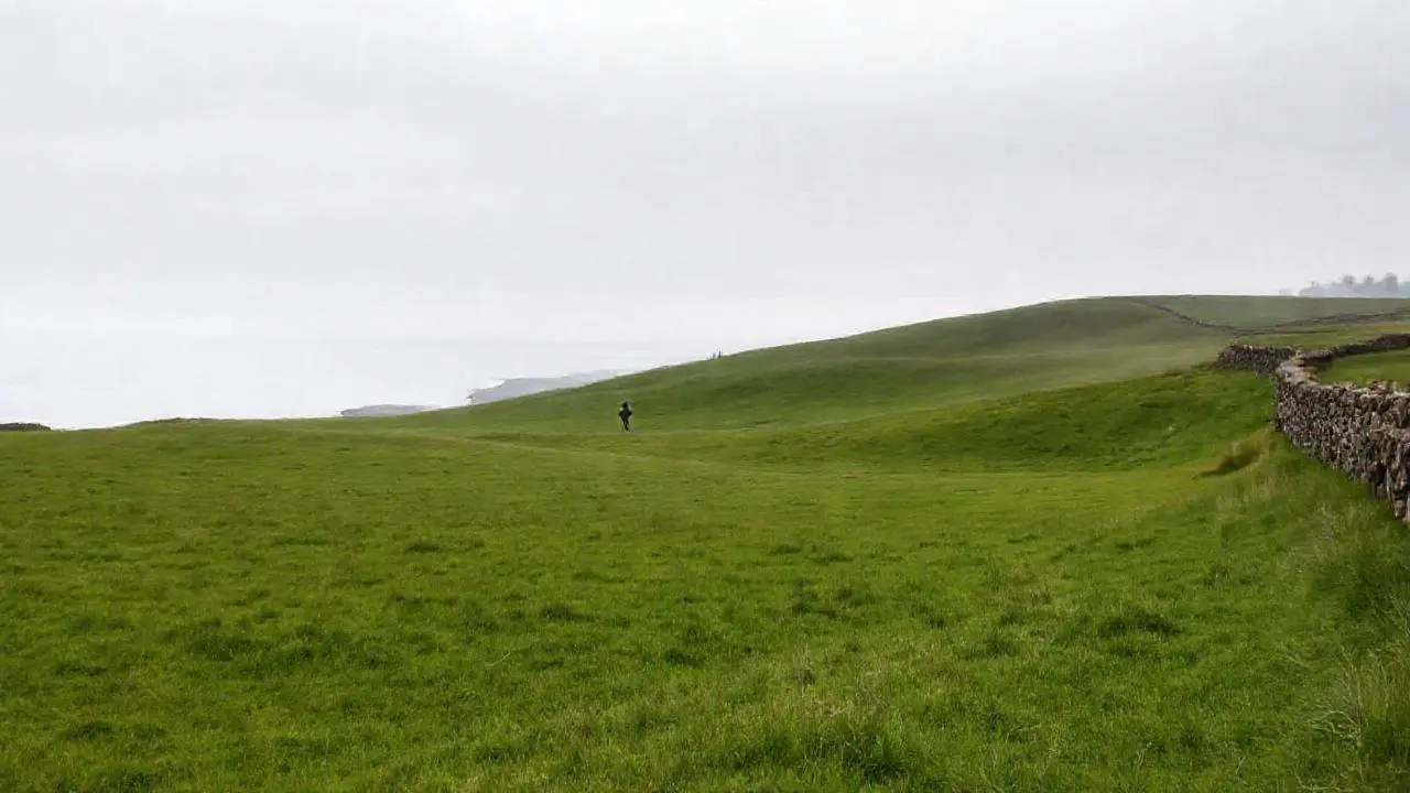 Paisaje rural tranquilo, vasto y brumoso