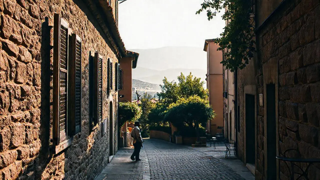 Pueblo antiguo, tranquilo y bañado en luz