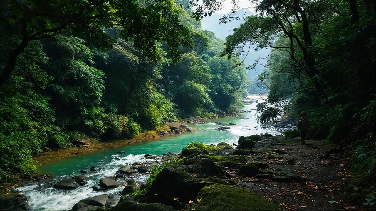 Selva exuberante y serena, con calma natural