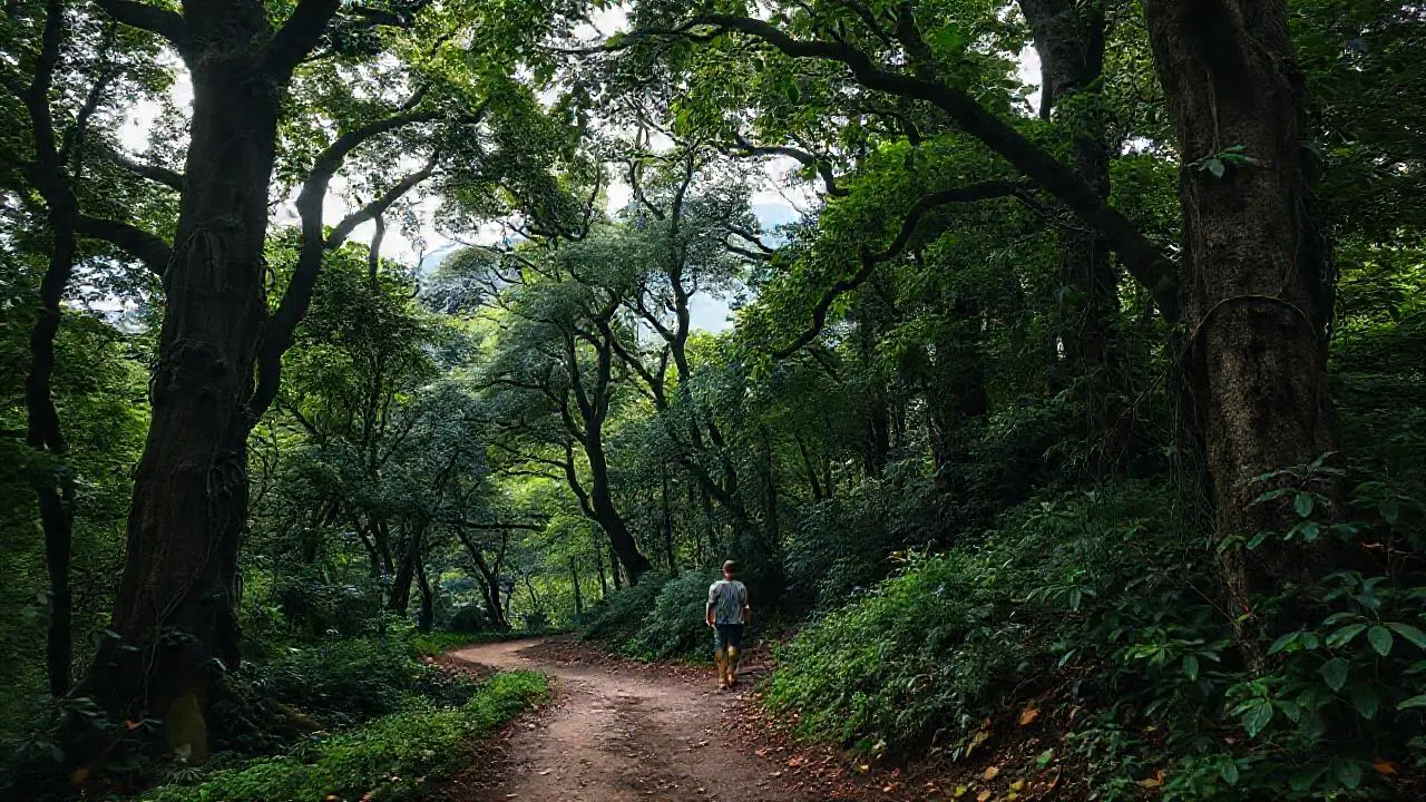 Bosque exuberante, tranquilo y misterioso
