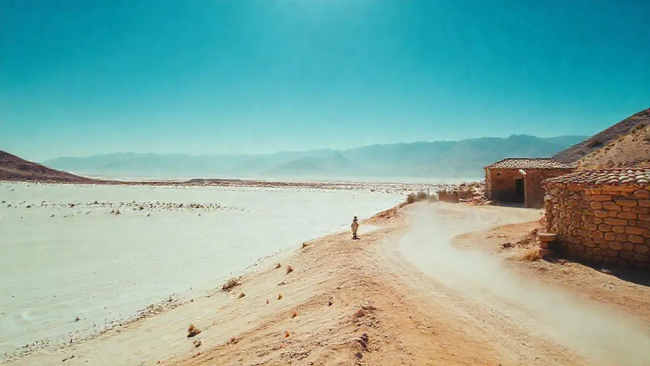 Paisaje árido y polvoriento bajo el sol