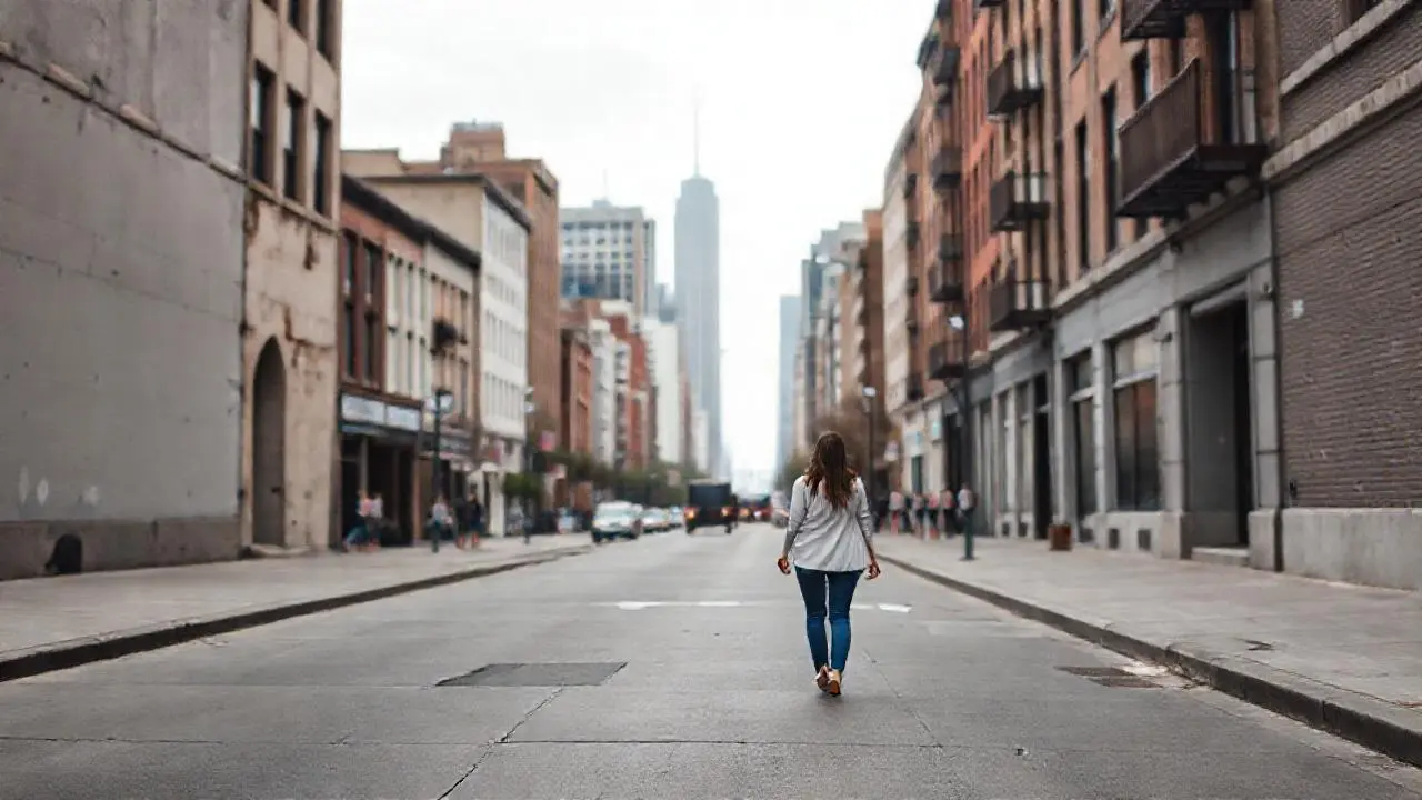 Calle urbana, ambiente melancólico y difuso
