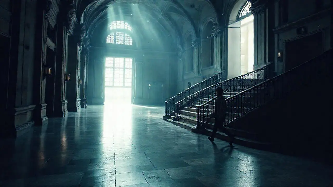 Espacio amplio, antiguo y ligeramente brumoso