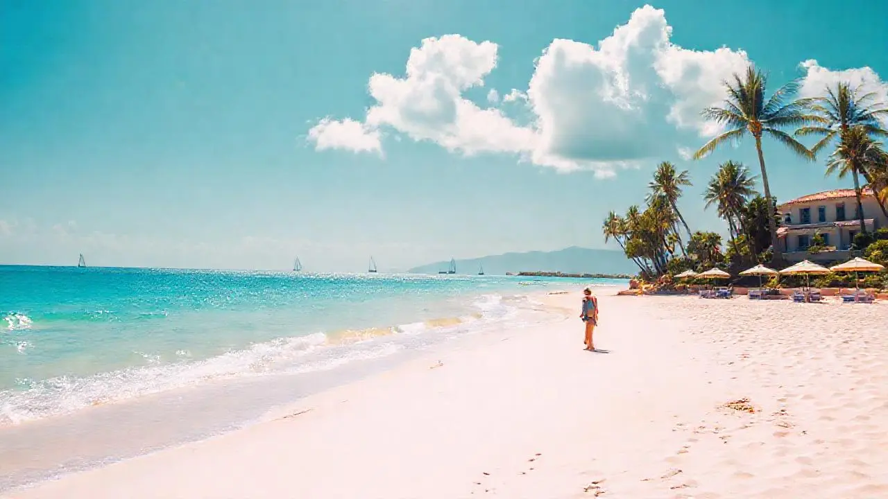 Playa tropical, sol, mar y calma