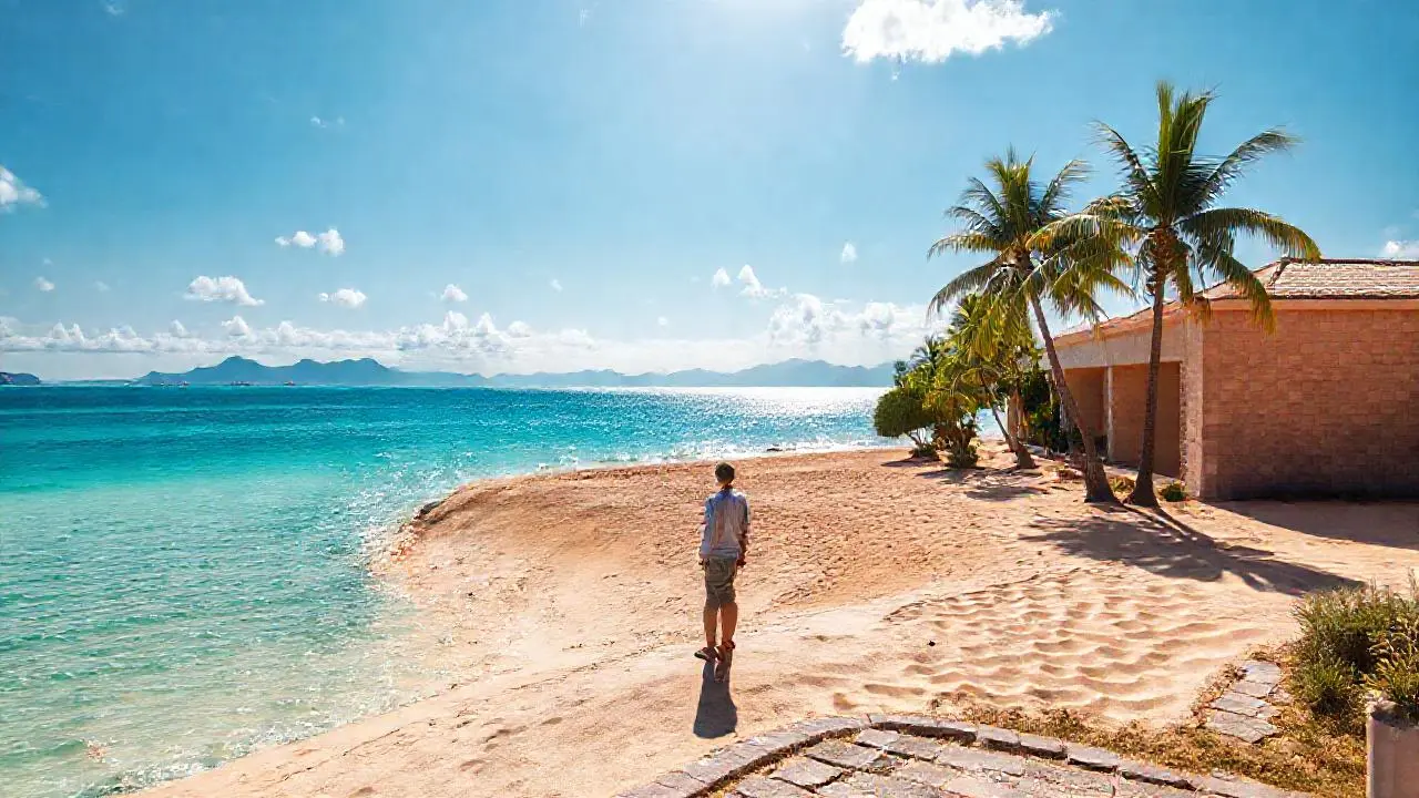 Escena costera tranquila y luminosa