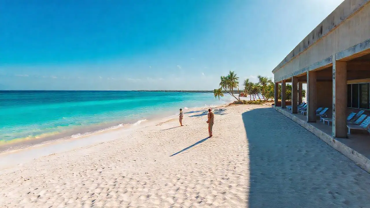 Playa soleada, tranquila y relajante
