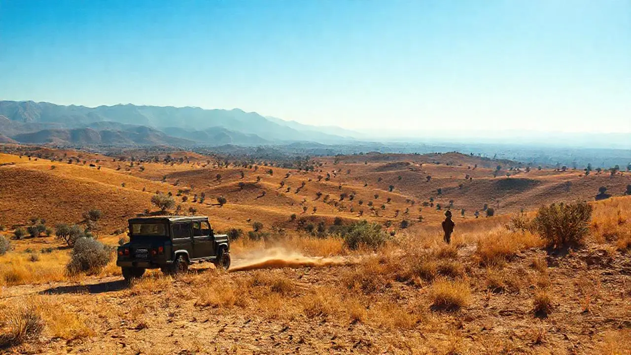 Paisaje árido, vasto y soleado