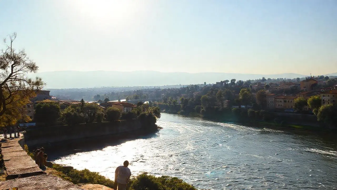 Paz natural, luz suave, amplia perspectiva