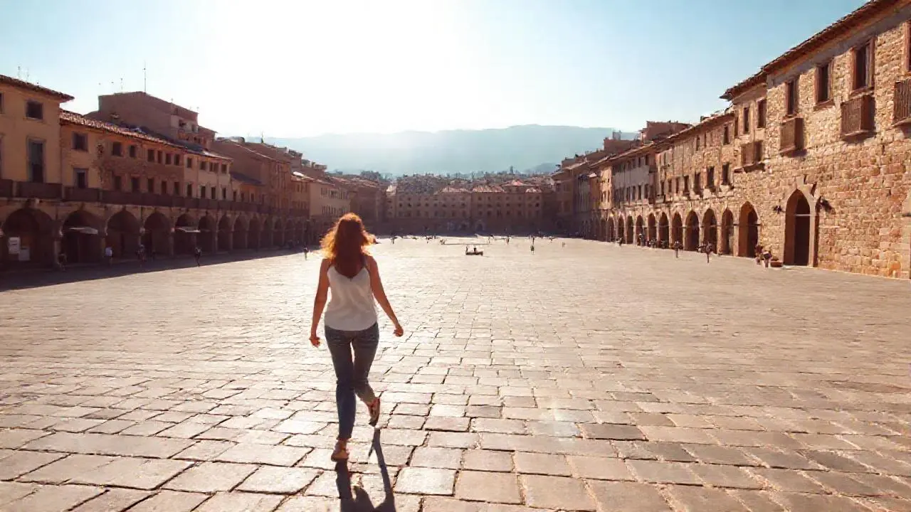 Una escena urbana tranquila y luminosa