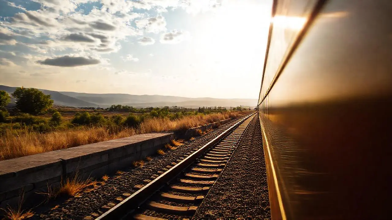 Paisaje ferroviario extenso y evocador