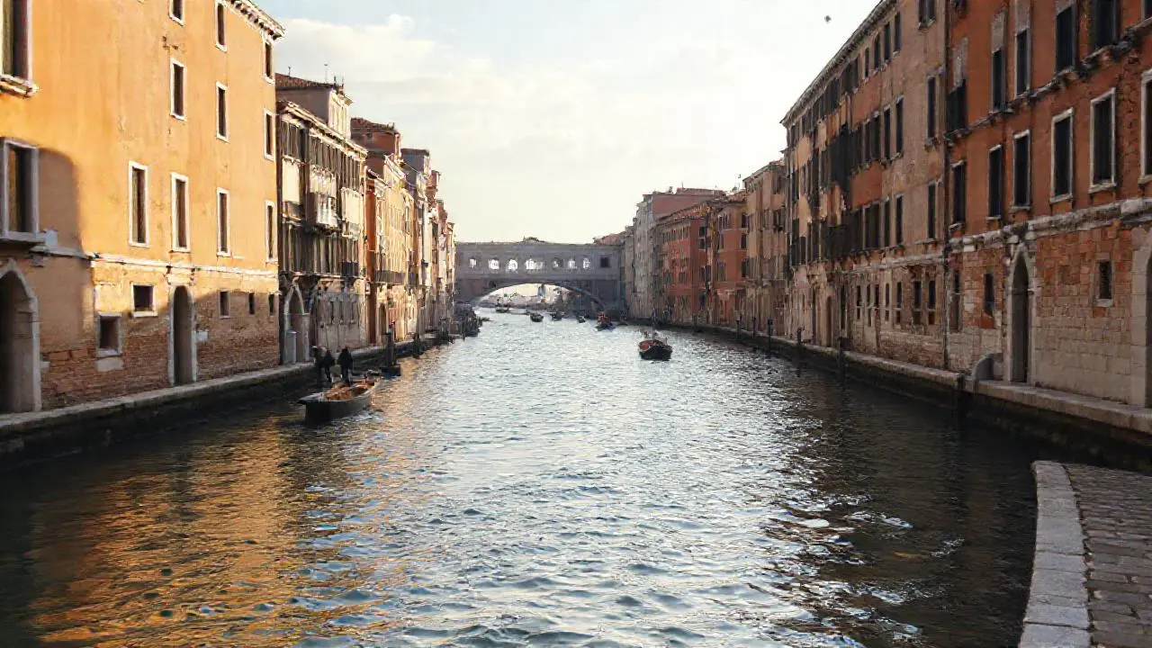 Un canal veneciano, sereno y antiguo