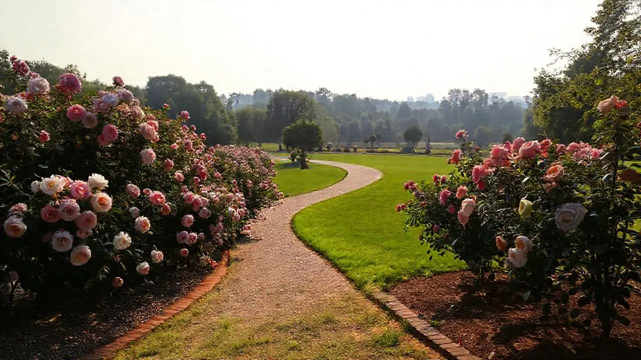 Un parque tranquilo y soleado, elegante