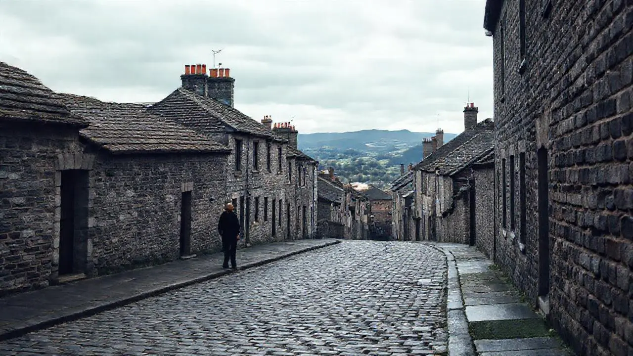 Ciudad antigua, calma y ligeramente difusa