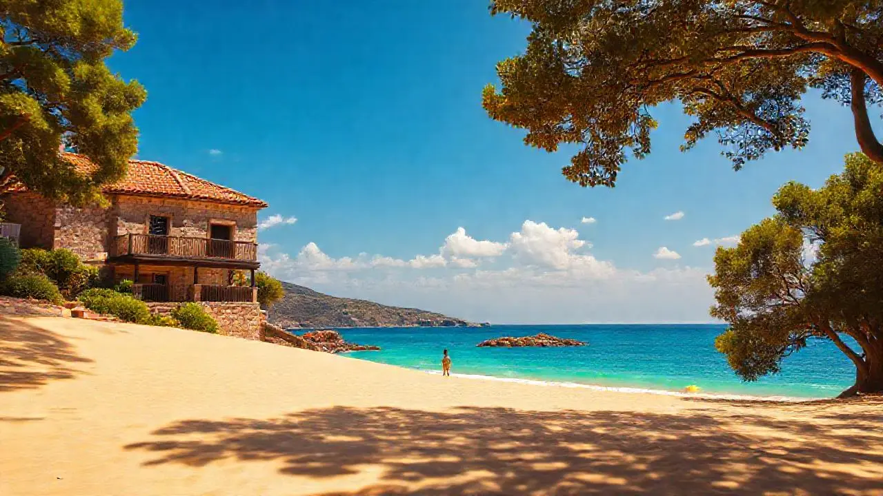 Escena costera tranquila y soleada