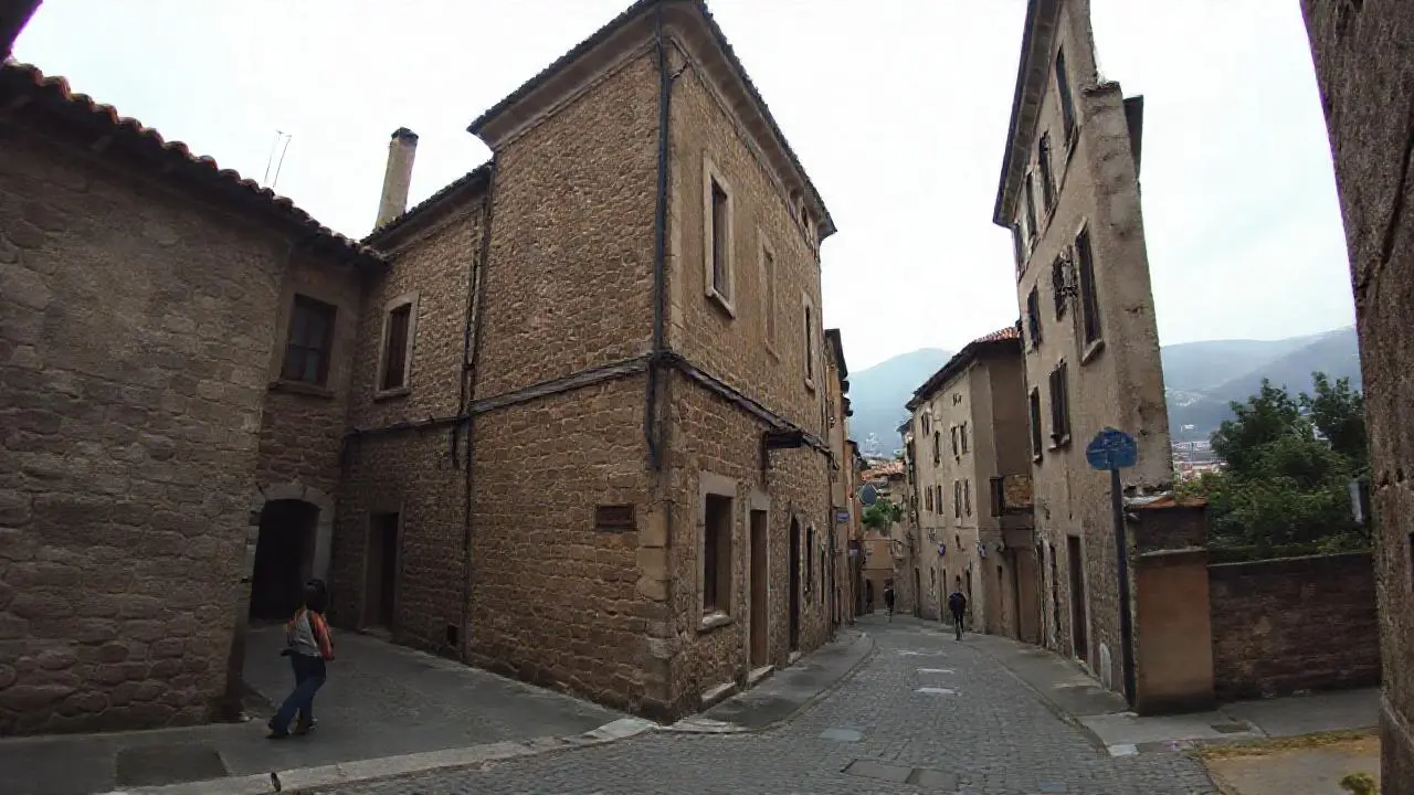 Escena urbana tranquila, ligeramente borrosa y nostálgica