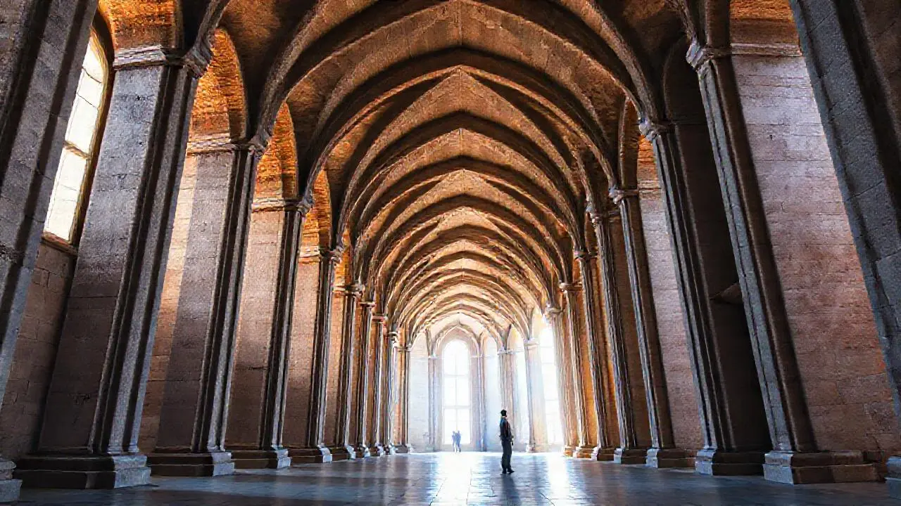 Imponente arquitectura, luz suave y ambiente tranquilo