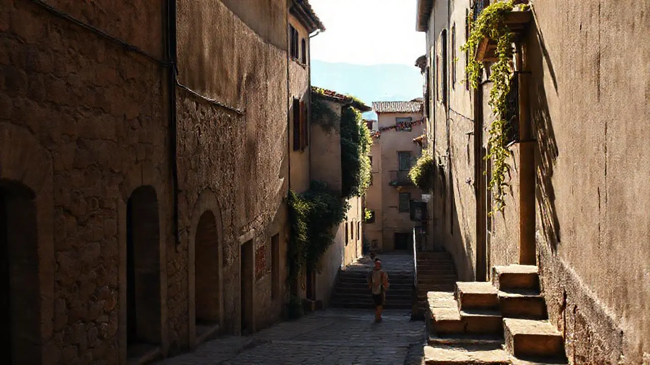 Calle antigua, tranquila y llena de luz