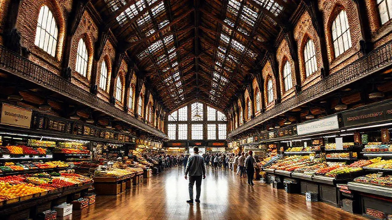 Un mercado bullicioso, amplio y con detalles