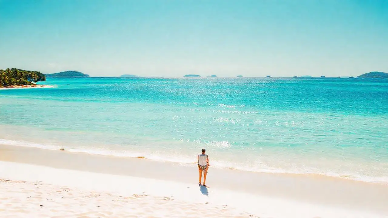 Playa tropical, calma y serenidad visual