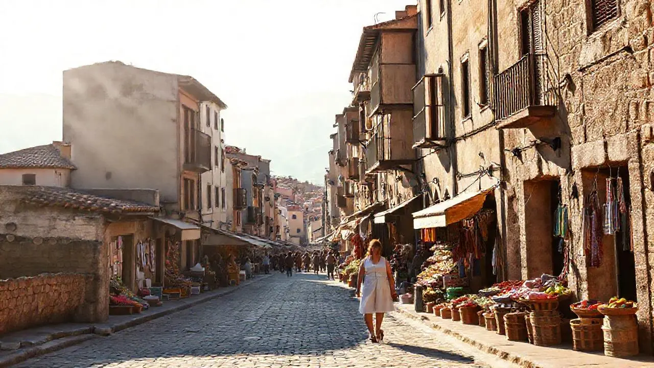 Encanto urbano antiguo bajo luz suave