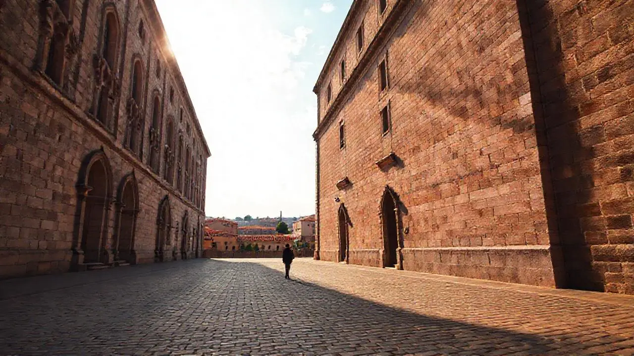Arquitectura histórica con ambiente tranquilo y luz cálida